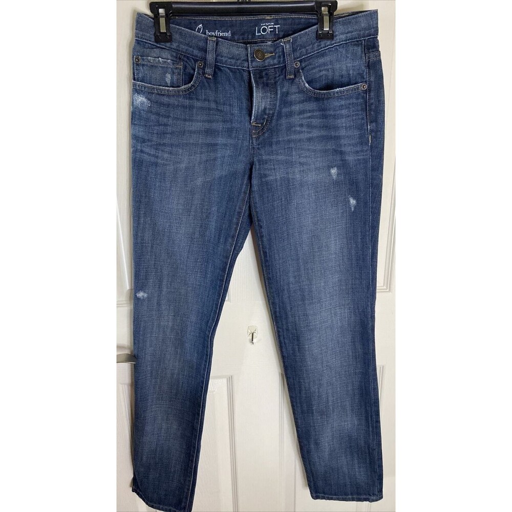 Ann Taylor Loft Boyfriend Blue Jean Straight, Button Fly, Low Rise 25, NWOT